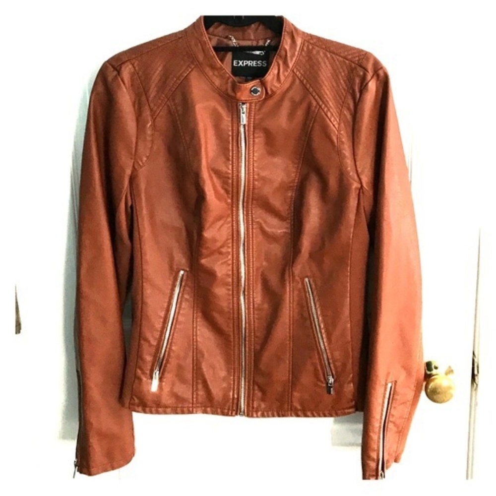 EXPRESS Minus the Leather Jacket in Tan/Brown, M
